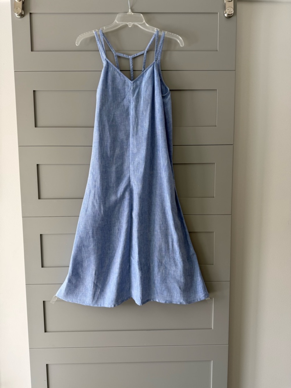 Light Blue Chambray Strappy Midi Dress